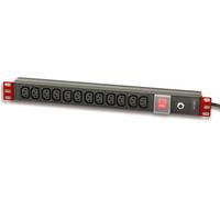 Techly Professional 023196 Multipresa 12 Posti VDE da Rack 19" con Interruttore Spina Italiana 1U Nero/Rosso