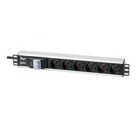 Techly Professional 023219 Multipresa 6 Posti da Rack 19" con Magnetotermico Spina Italiana 1,5U Nero/Argento