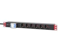 Techly Professional 023295 Multipresa 6 Posti da Rack 19" con Magnetotermico Spina Italiana 1U Nero/Rosso