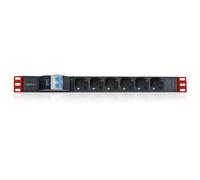 Techly Professional 023295 Multipresa 6 Posti da Rack 19" con Magnetotermico Spina Italiana 1U Nero/Rosso