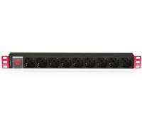 Techly Professional 023325 Multipresa 9 Posti da Rack 19" con Interruttore Spina Italiana 1U Nero/Rosso