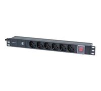 Techly Professional Multipresa 6 Posti da Rack 19'' con Interruttore 2xUSB Spina