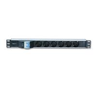Techly Professional 100471 Multipresa 6 Posti da Rack 19" con Magnetotermico Spina Schuko Angolata 1U Nero/Rosso
