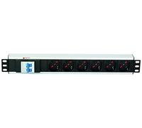 Techly Professional 102642 Multipresa 6 Posti da Rack 19" con Magnetotermico Spina C14 1,5U Nero/Argento