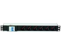 Techly Professional 102659 Multipresa 6 Posti da Rack 19" con Magnetotermico Spina C20 1,5U Nero/Argento