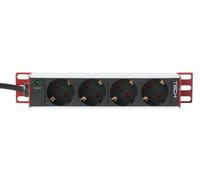 Techly Multipresa da rack 10'' 4 posti Spina Schuko angolata 1U Nero/Rosso