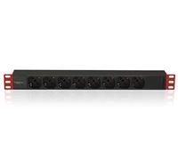 Techly Professional Multipresa da rack 19'' 1U 107746 8 posti con connettore C14 Nero/Rosso
