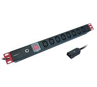 Techly Professional 109559 Multipresa 8 Posti C13 da Rack 19" con Interruttore e Protezione Termica Spina C14 1U Nero