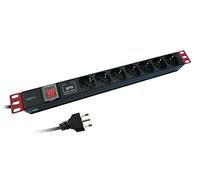 Techly Professional 109566 Multipresa da Rack 19" 7 Posti con limitatore da sovratensioni Nero