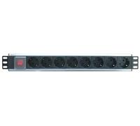 Techly Professional 305649 Multipresa 8 Posti da Rack 19" con Interruttore Spina Schuko Angolata 1.5U Nero/Argento