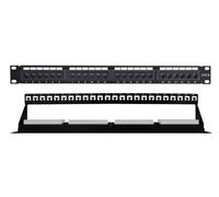 Techly Pannello Patch Professional 369540 UTP 24 posti Cat.6 1U con barra cavi removibile Nero