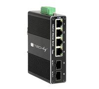 Techly Professional 621352 Convertitore Ethernet Industriale Gigabit 4 Porte RJ45 a 2 Porte SFP Non Gestito Nero
