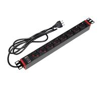 Techly Professional Multipresa Rack 19" 621741 - 8 posti, staffe 360°, spina italiana, nero/rosso