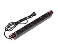 Techly Professional 621741 Multipresa 8 Posti da Rack 19" con Staffe Ruotabili a 360° Spina Italiana Nero/Rosso