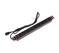 Techly Professional 621758 Multipresa 8 Posti da Rack 19" con Staffe Ruotabili a 360° VDE 10A Nero/Rosso