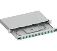 Techly Professional 623103 Cassetto Ottico 19" Scorrevole con 12 Bussole e 24 Pigtails LC Duplex Multimodale OM3 Grigio Grigio