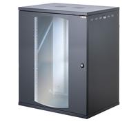 Techly Armadio Rack 19" a muro 366846 16U P 600mm L 800mm porta vetro Nero