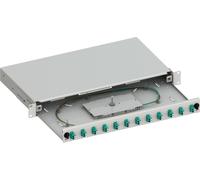Techly Professional 623103 Cassetto Ottico 19" Scorrevole con 12 Bussole e 24 Pigtails LC Duplex Multimodale OM3 Grigio Grigio