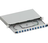 Techly Professional Cassetto ottico 19" scorrevole 623097 12 bussole 24 pigtails LC OS2 Grigio