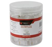 Techly Professional 028894 Confezione 100 Plug RJ45 UTP per Cavo Rigido Cat.6 Trasparente