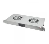 Techly Professional Gruppo 2 Ventole 1U per Rack 19'' con Termostato LED Grigio