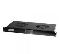 Gruppo 2 Ventole 1U per Rack 19'' con Termostato LED Nero
