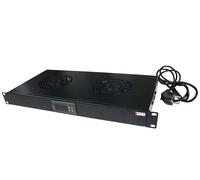 Techly Professional Gruppo 2 Ventole 1U per Rack 19'' con Termostato LED Nero