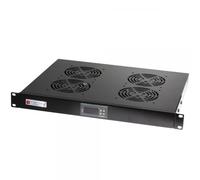 Techly Professional Gruppo 4 Ventole 1U per Rack 19'' con Termostato LED Nero
