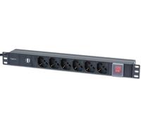 Techly Professional Multipresa 6 posti da rack 19'' con interruttore e 2 prese U