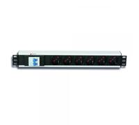 Techly Multipresa da Rack 19'' 6 posti 1,5U Magnetotermico Spina C14 Nero/Argento