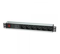 Techly Professional Multipresa 6 posti Rack 19'' con protezione e interruttore S