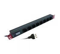 Techly Professional 109573 Multipresa 8 Posti da Rack 19" con Misuratore Voltaggio e Amperaggio Spina Italiana 1U Nero