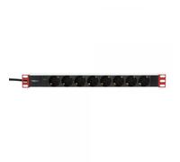 Techly Professional 106916 Multipresa 8 Posti da Rack 19" Spina Schuko Angolata 1U Nero/Rosso