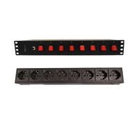 Techly Professional Multipresa a 8 Posti da Rack 19'' con 8 Interruttori Luminos