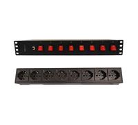 Techly Professional Multipresa a 8 Posti da Rack 19'' con 8 Interruttori Luminos