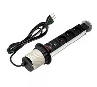 Techly Professional 023271 Multipresa da Scrivania 3 Vie Pop-Up a Scomparsa con 2 USB Nero/Argento