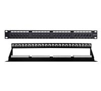Techly Pannello Patch Professional 369540 UTP 24 posti Cat.6 1U con barra cavi removibile Nero