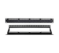 Techly Pannello Patch Professional 369540 UTP 24 posti Cat.6 1U con barra cavi removibile Nero