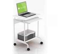 Techly Scrivania Mobile ''Compact'' per Computer Ripiano Tastiera Scorrevole Bia