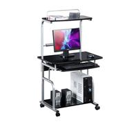 Techly Scrivania per Computer Compatta Multifunzione, Nero Lucido (ICA-TB 7800BK)