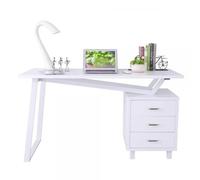 Techly Scrivania per Computer con Tre Cassetti Bianco opaco effetto legno
