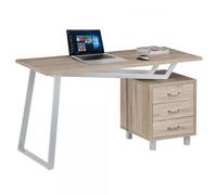 Techly Scrivania per Computer dal Design Moderno con Tre Cassetti Quercia