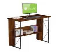 Techly Scrivania PC ICA-TB-3524C - Salvaspazio stile industriale acciaio e legno marrone