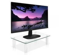Techly Stand da Scrivania in Vetro Trasparente per Monitor e Laptop – Regolabile