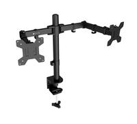 Techly 624421 Supporto da Scrivania per 2 Monitor 13-27" a Morsetto o Vite Passante Nero