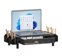 TECHLY - Supporto Per Monitor Ergonomico Regolabile A 3 Altezze Con Cassetto E Portaoggetti