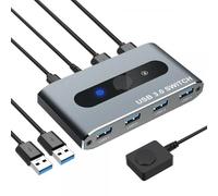 Techly 367980 Switch USB 3.0 per 2 PC in 4 out Silver