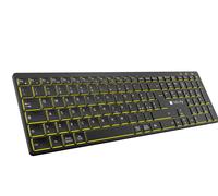 Techly 623363 Tastiera Ultrasottile Wireless 2.4G + 2 BT Ricaricabile con Retroilluminazione, Nero Nero