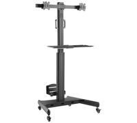 Techly Trolley da Pavimento con Mensola e Porta CPU per 2 TV LCD/LED/Plasma 13-3