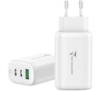Techmade 65W Caricatore Universale GaN USB-C + USB-A White
